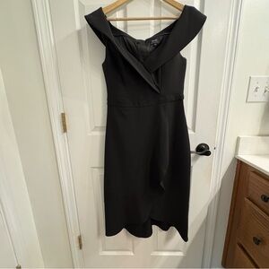 Bardot Black Asymmetrical Midi Cocktail Dress